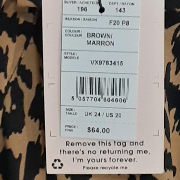 Missguided Womens Long Blouse Plus Size 20 Animal Print NWT - Picture 5 of 5